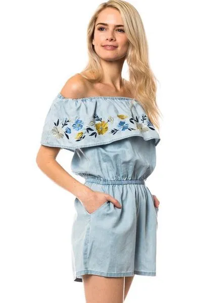 Let Your Dreams Blossom Romper in Blue