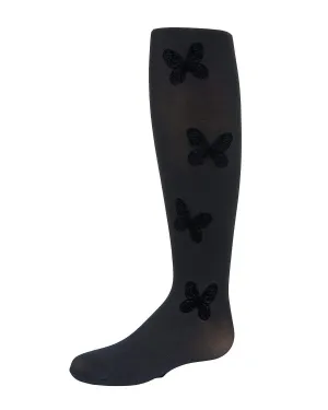MeMoi Velvet Flocked Butterfly Tights