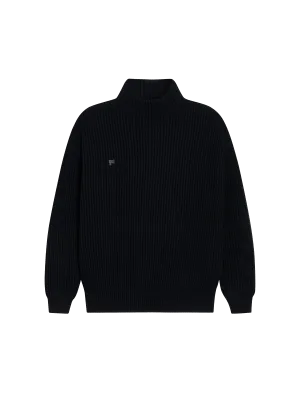Mens Archive Recycled Cashmere Funnel-Neck Sweater—black