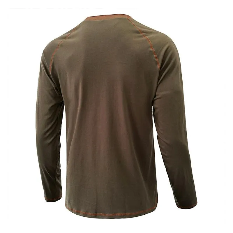 Men's Casual Crew Neck Contrast Henley T-Shirt 39486991M