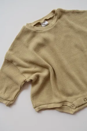 Oversized Waffle Romper | Sage Green