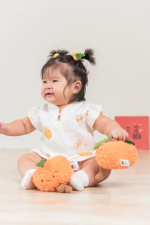 Prosperity Oranges Baby Girl Mandarin Collar Ruffled Romper