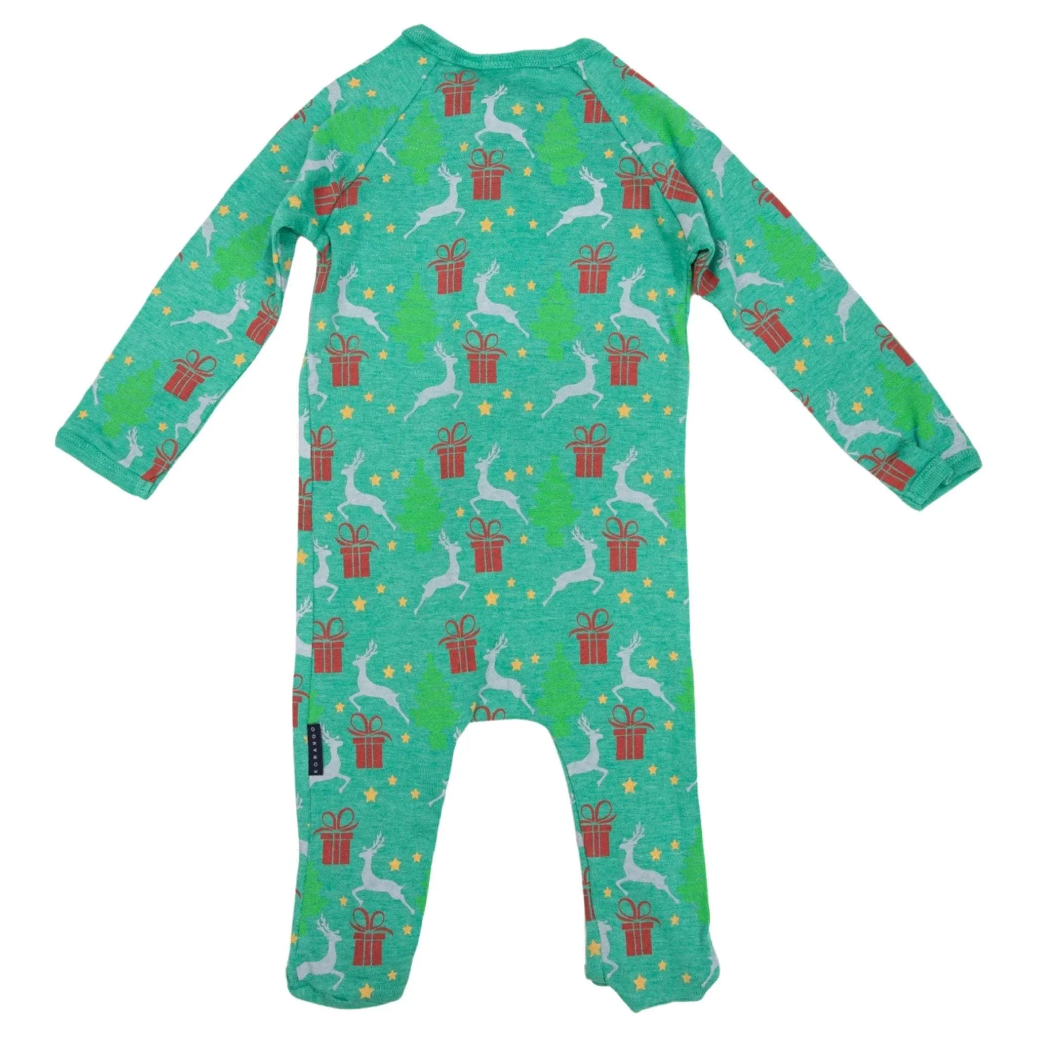 Pyjamas Cotton Modal Xmas Long Sleeve Zip Romper Green