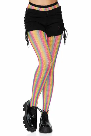 Rainbow Striped Fishnet Thighs