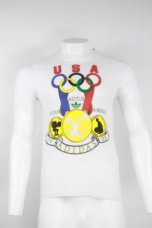 Rare Vintage Adidas 1988 USA Olympics T-shirt 'MADE IN USA' - White – M