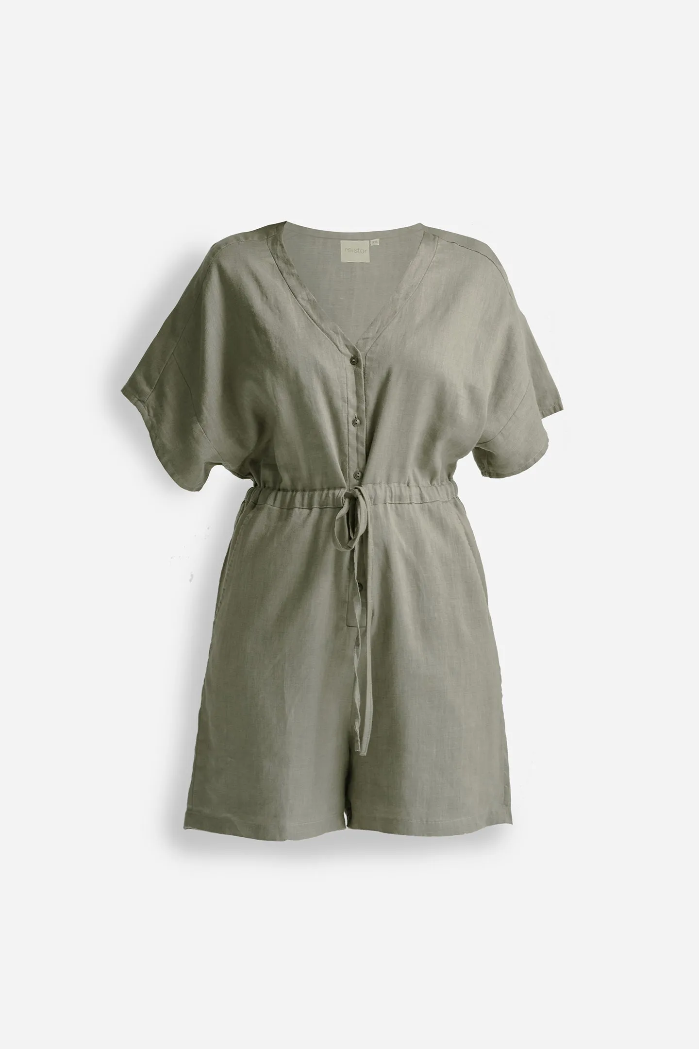 Reistor V neck Drawstring Romper in Dark Green | NEW COLLECTION