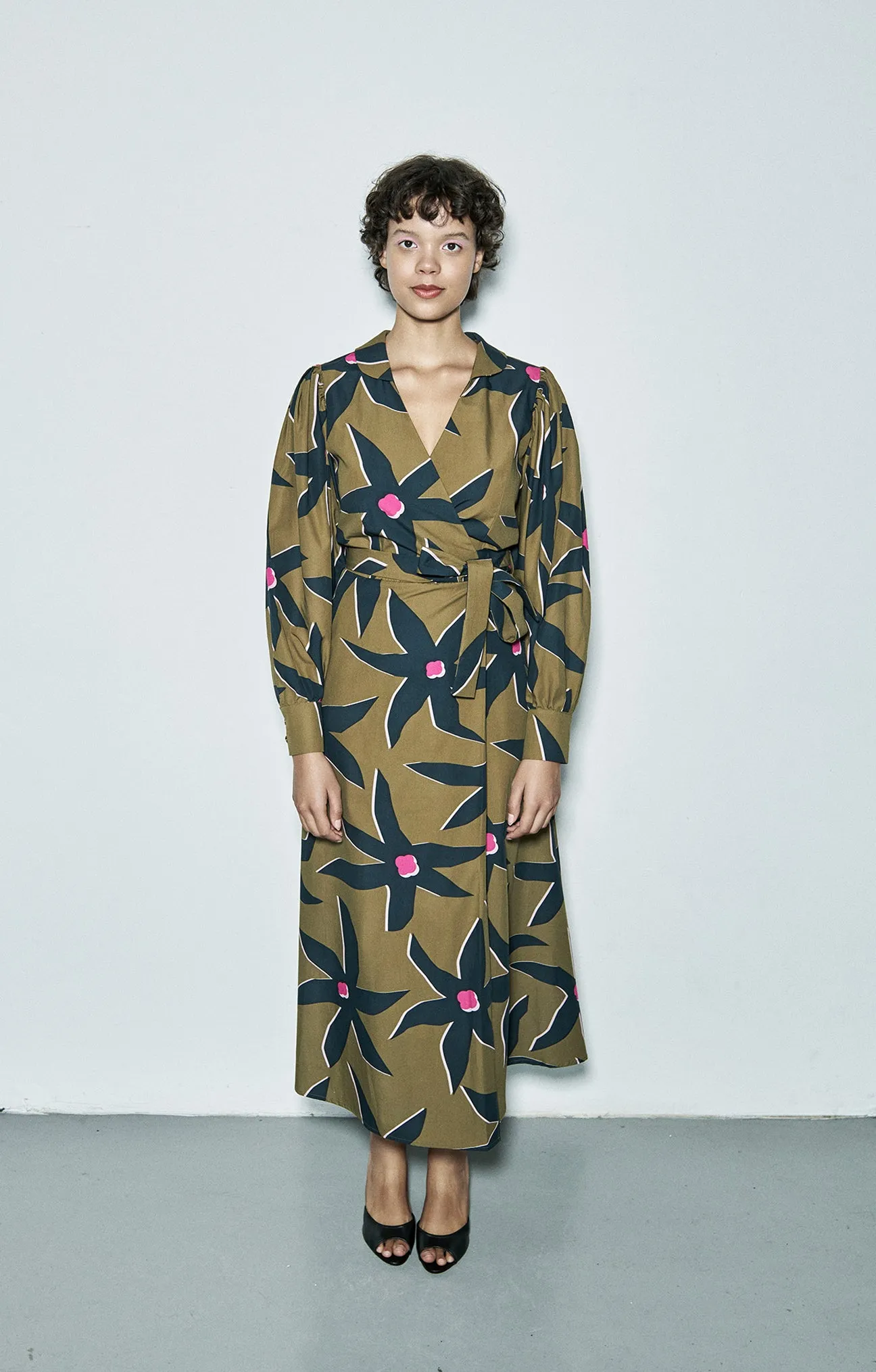 ROZSA poplin wrap dress 'starflower pink'