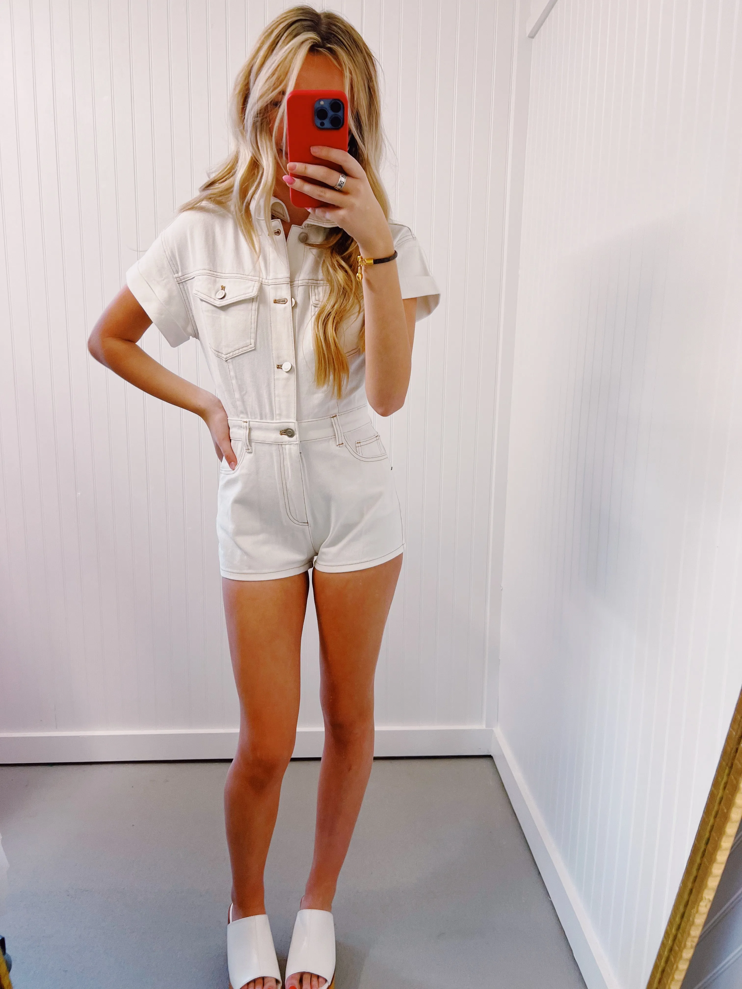 Runabout Denim Romper - Ecru