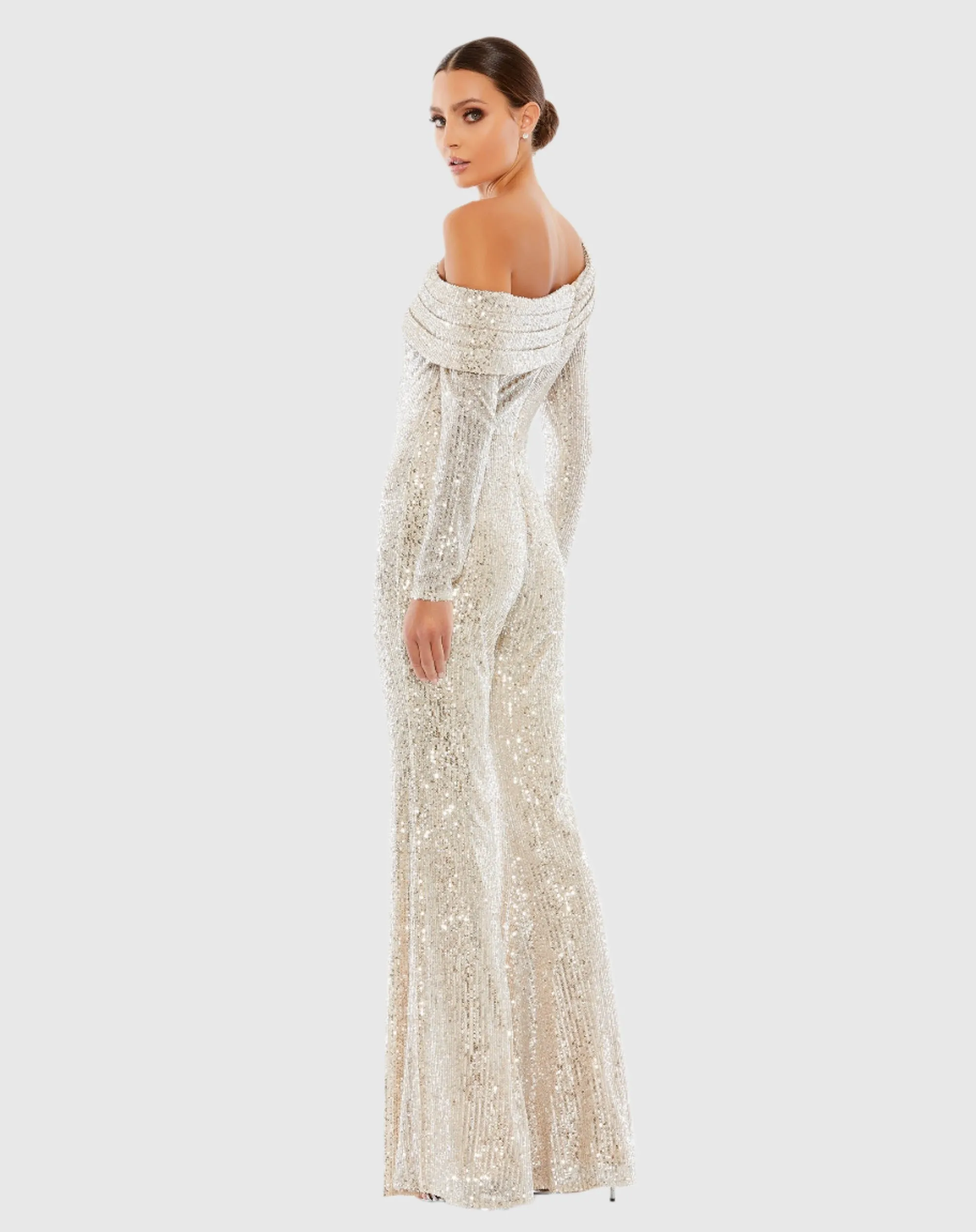 Sequined Drop Shoulder Long Sleeve Jumpsuit