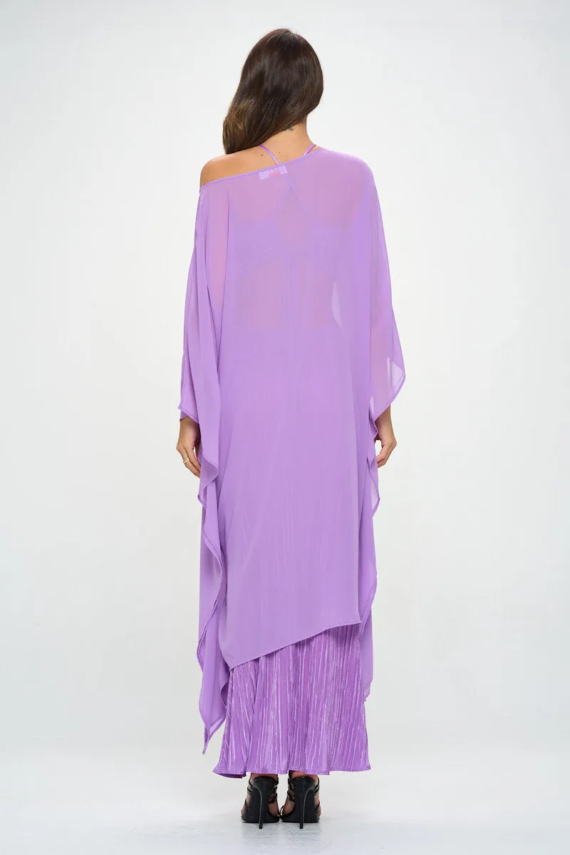 Sheer Crepe Chiffon Draped Tunic Dress