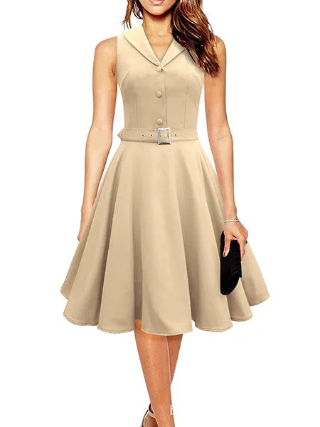 Sleeveless A-Line Vintage Dress