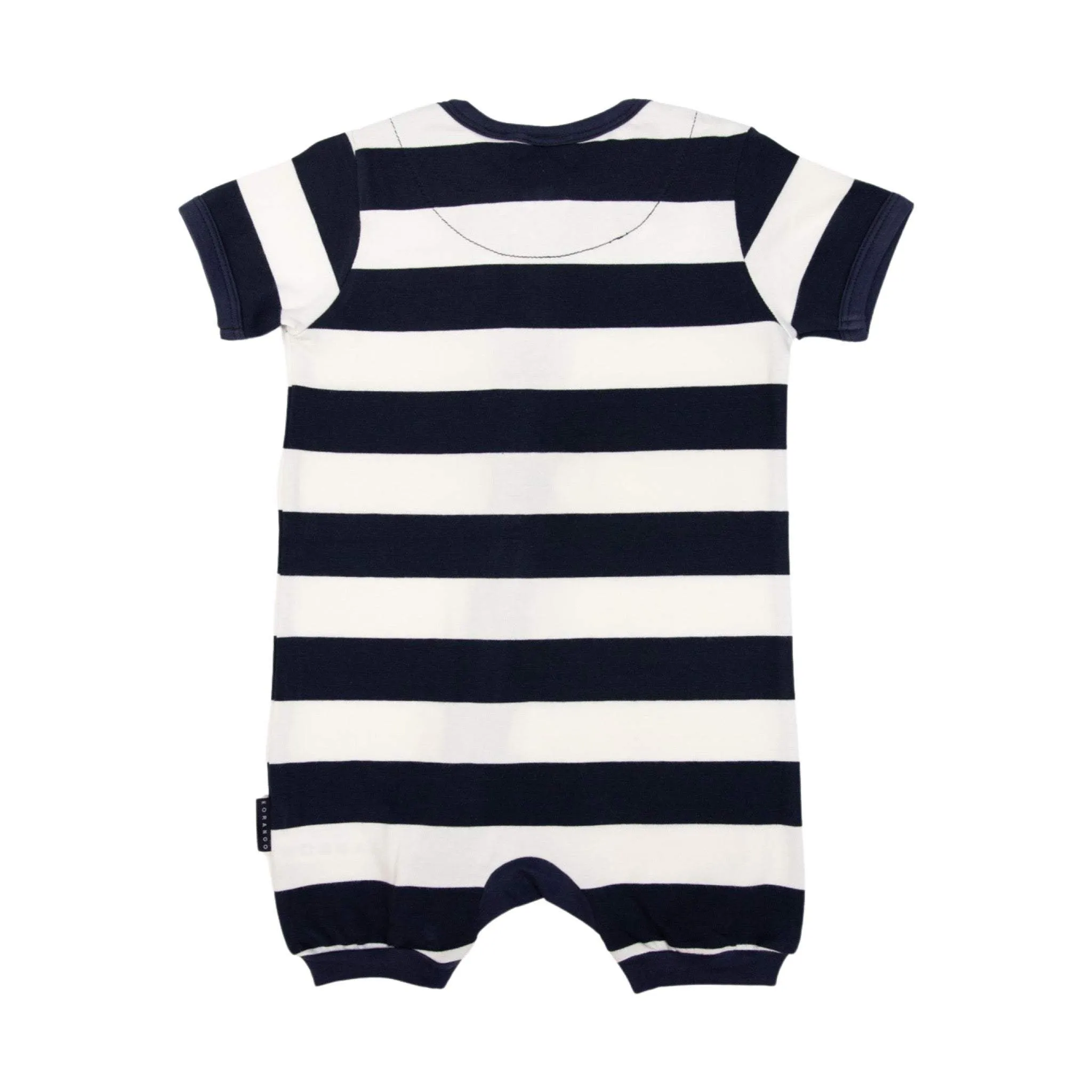 Stripe Short Sleeve Zip Romper Navy Stripe