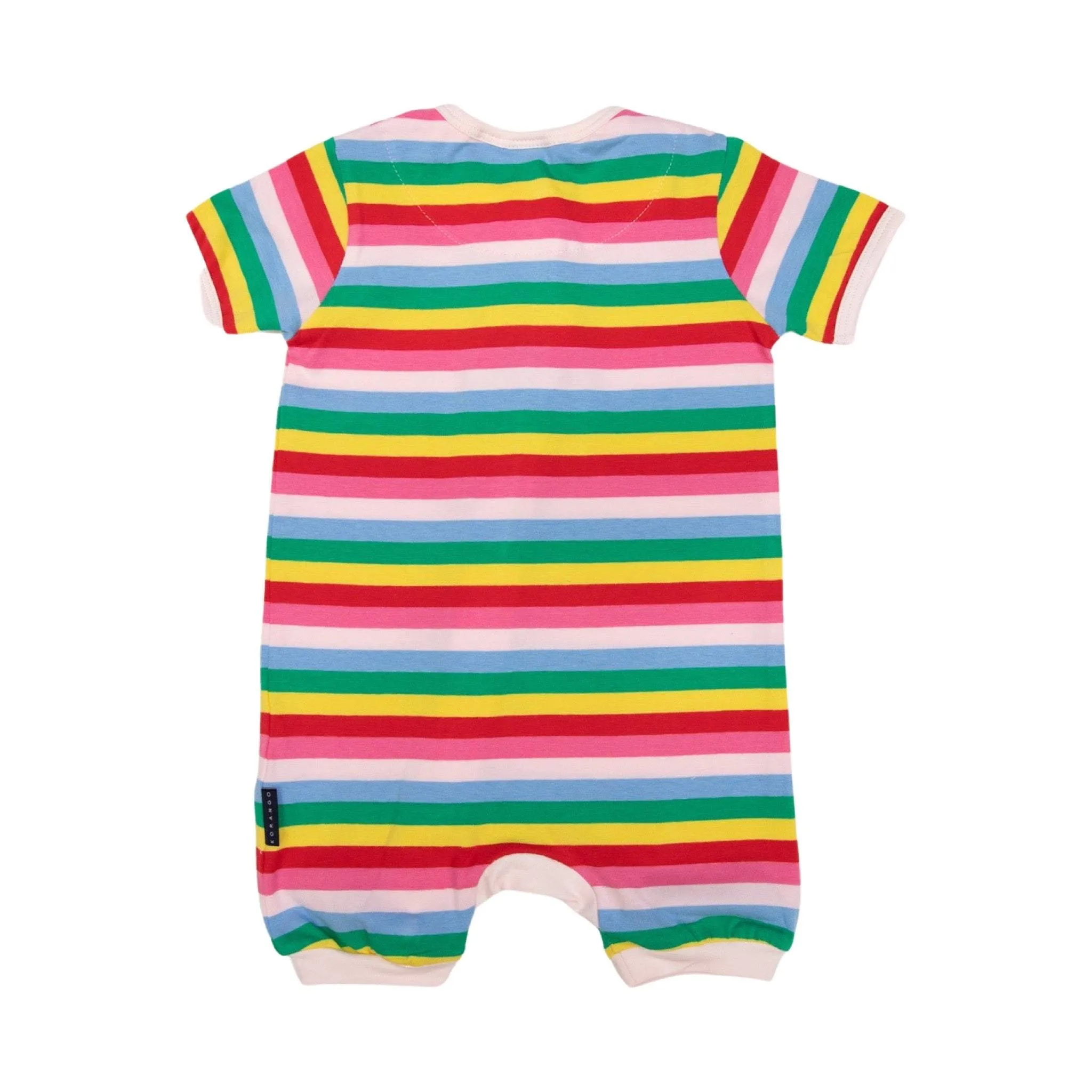 Stripe Short Sleeve Zip Romper Rainbow Stripe