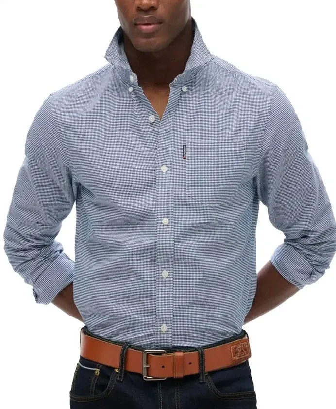 Superdry Essentials Oxford Long Sleeve Shirt - Classic Blue Gingham