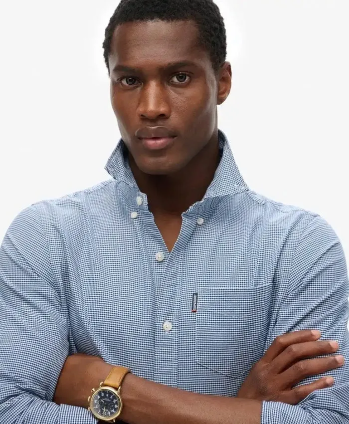 Superdry Essentials Oxford Long Sleeve Shirt - Classic Blue Gingham
