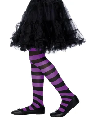 Tights Striped, Purple & Black