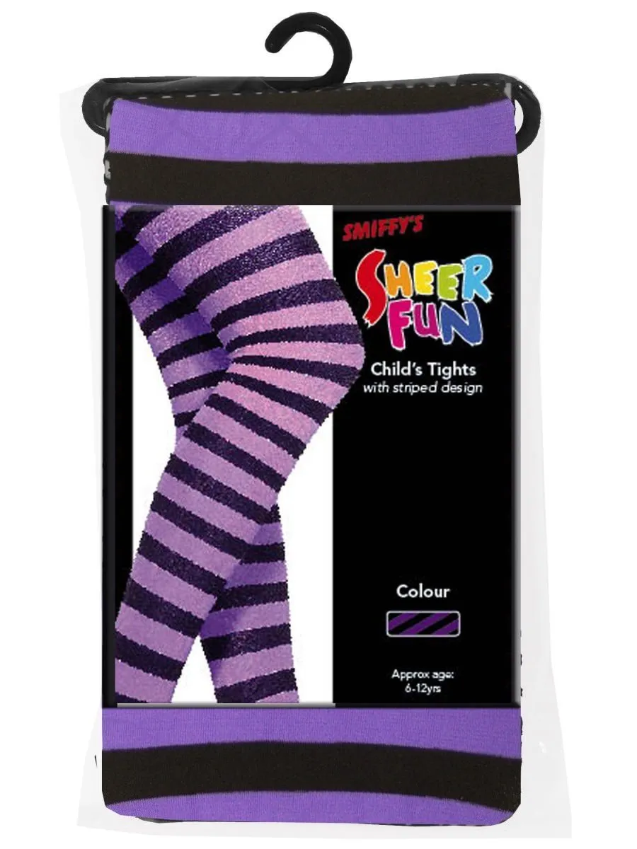 Tights Striped, Purple & Black