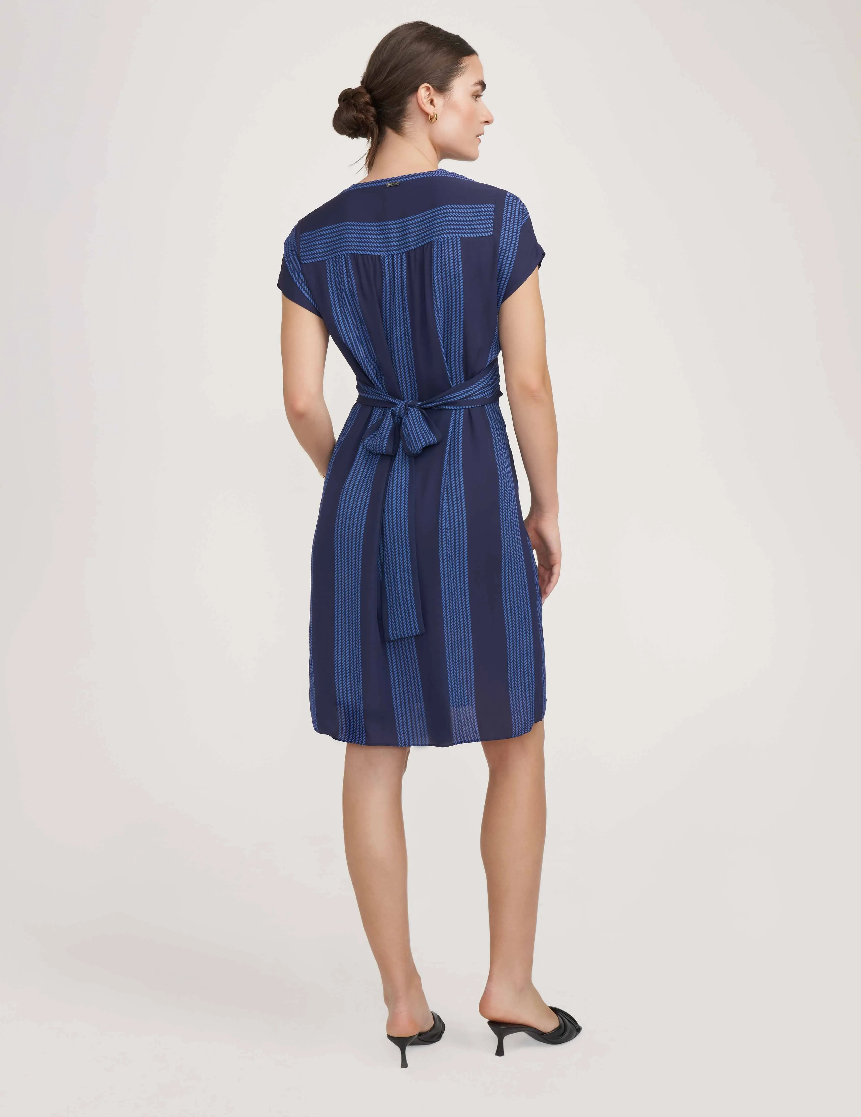 V-Neck Wrap Printed Dress-Sale