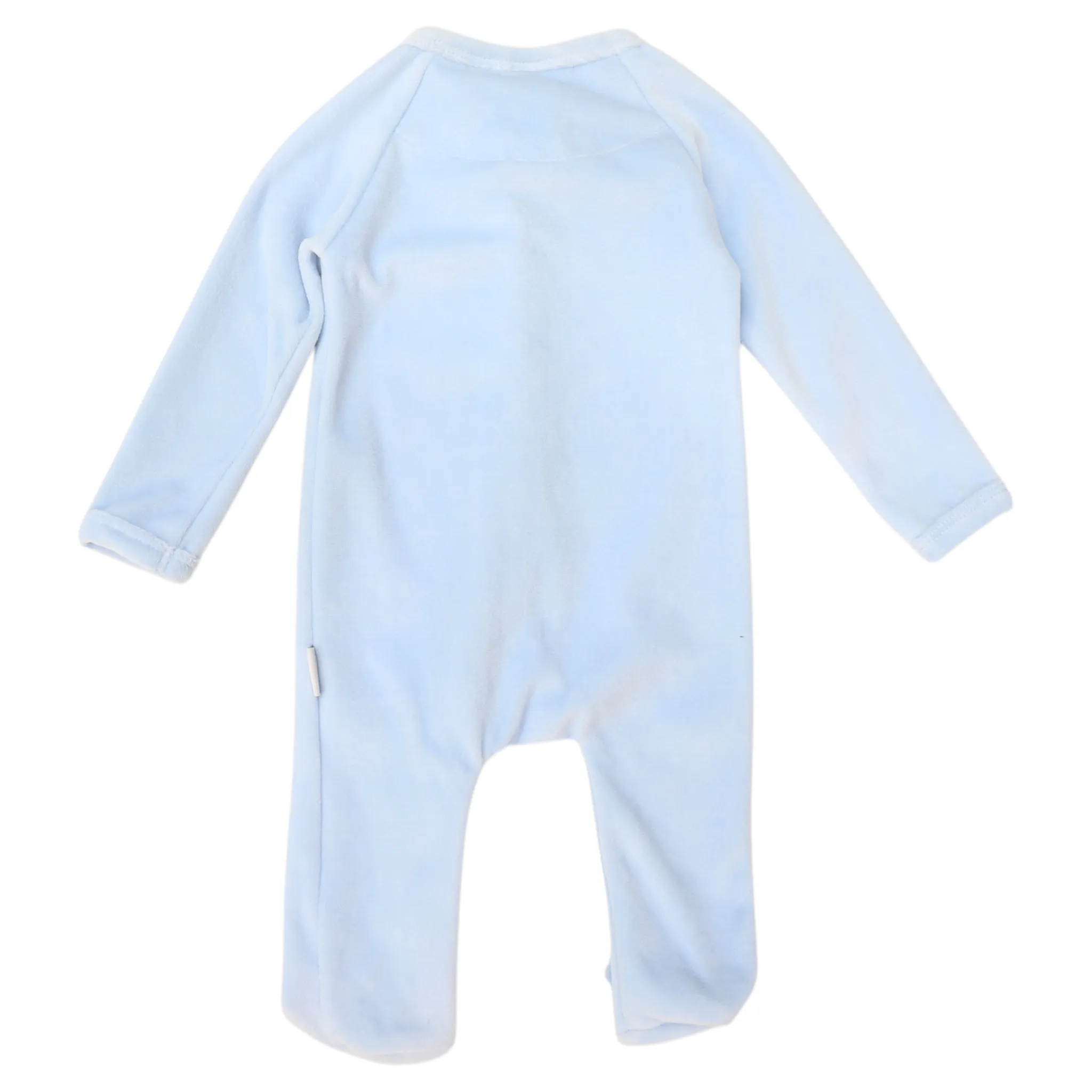 Velour Zip Long Sleeve Romper with Bunny Applique