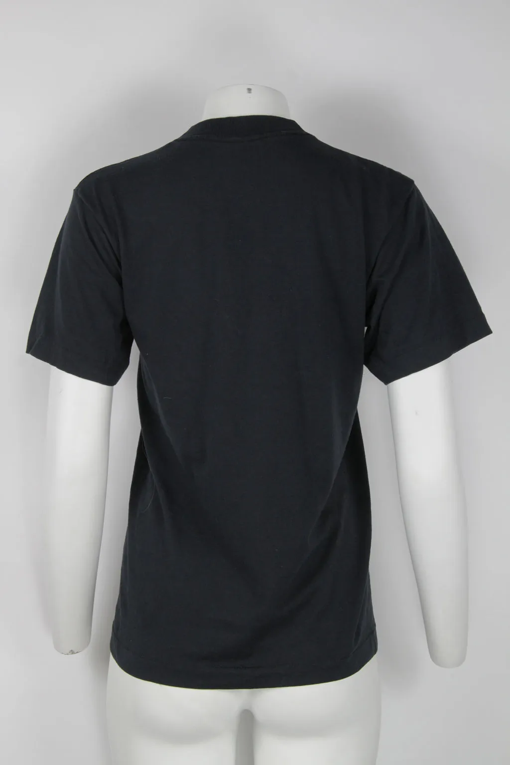 Vintage 'Leave me alone' T-shirt with flocked lettering - S/M