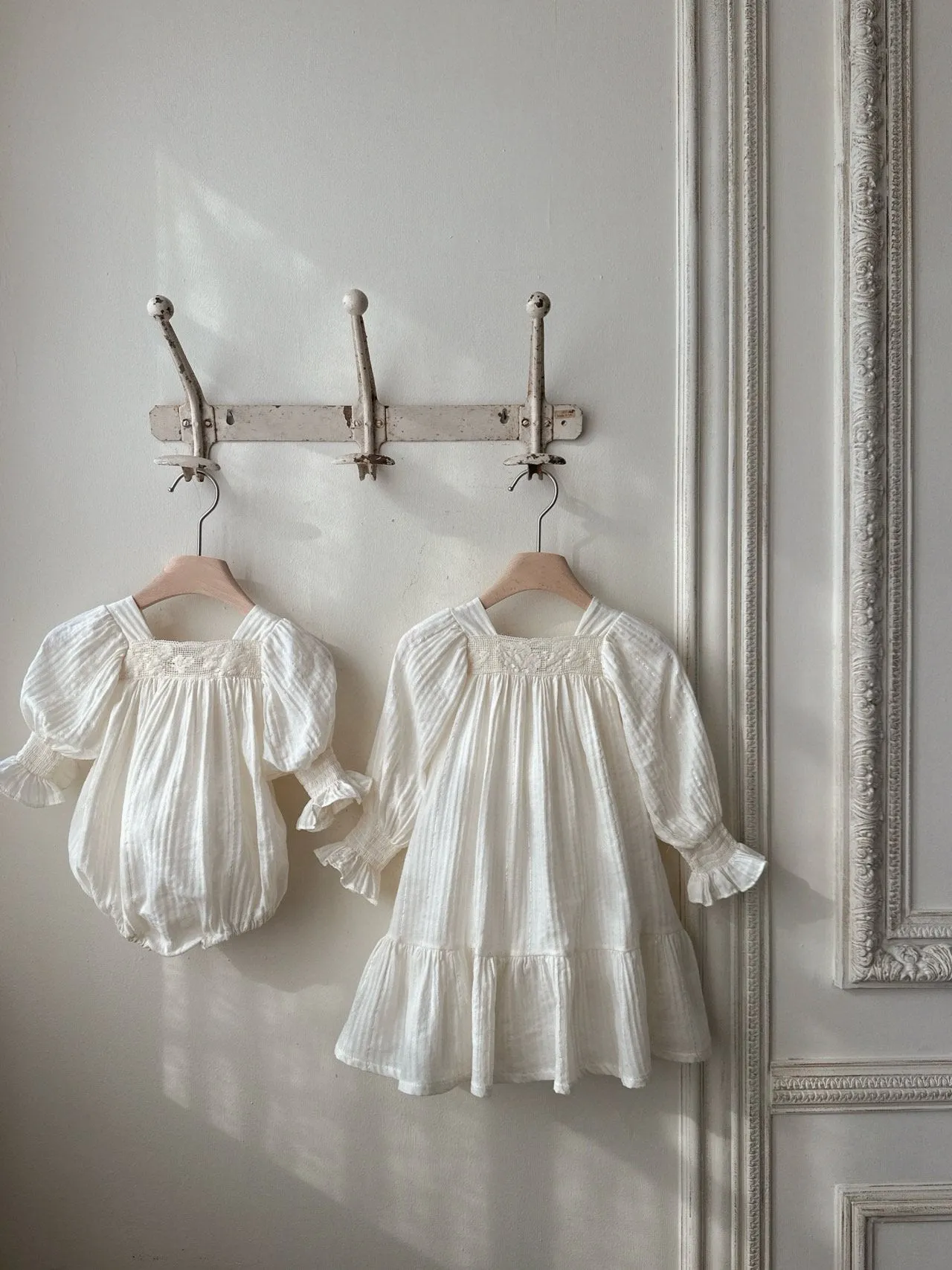 Vintage Puff Sleeve Romper | Cream