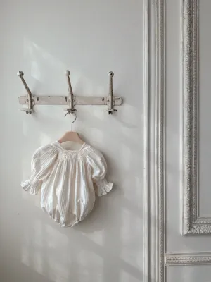 Vintage Puff Sleeve Romper | Cream