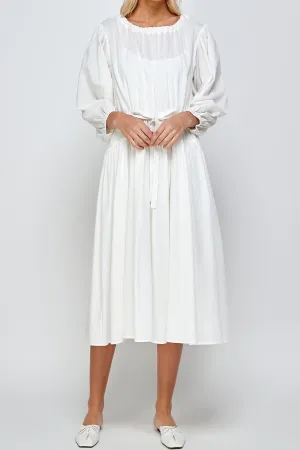 Volume sleeve midi dress