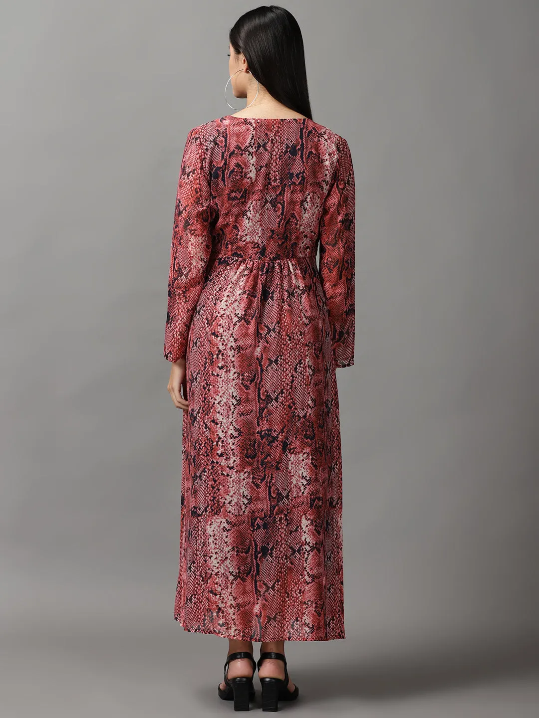 Women's Pink Printed Wrap Dress