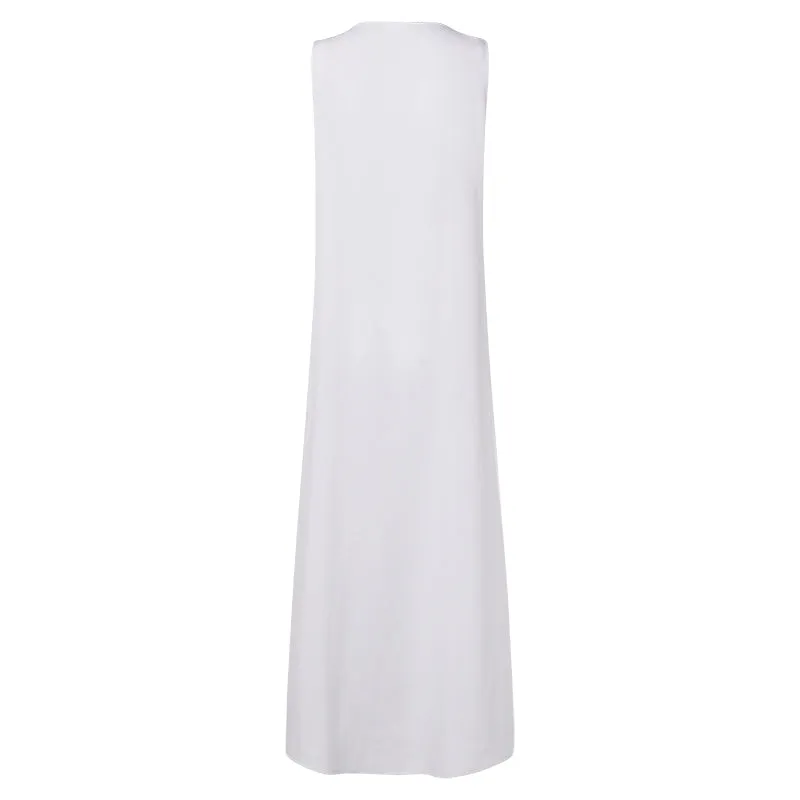 Women's Summer Casual V-Neck Loose Maxi Dress With Print