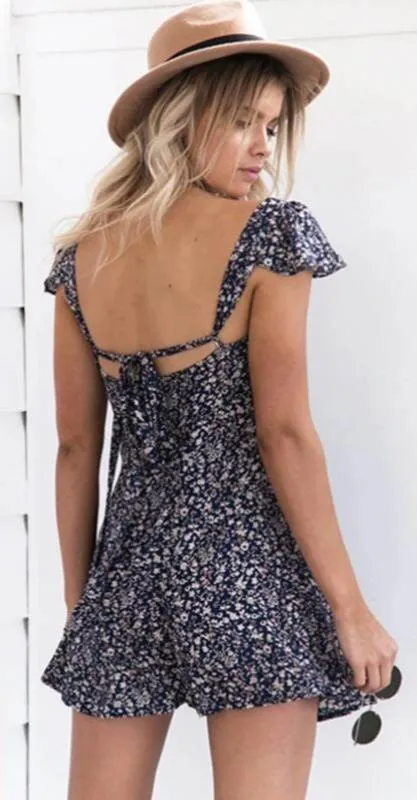 Women's Summer High Waist Floral Dress