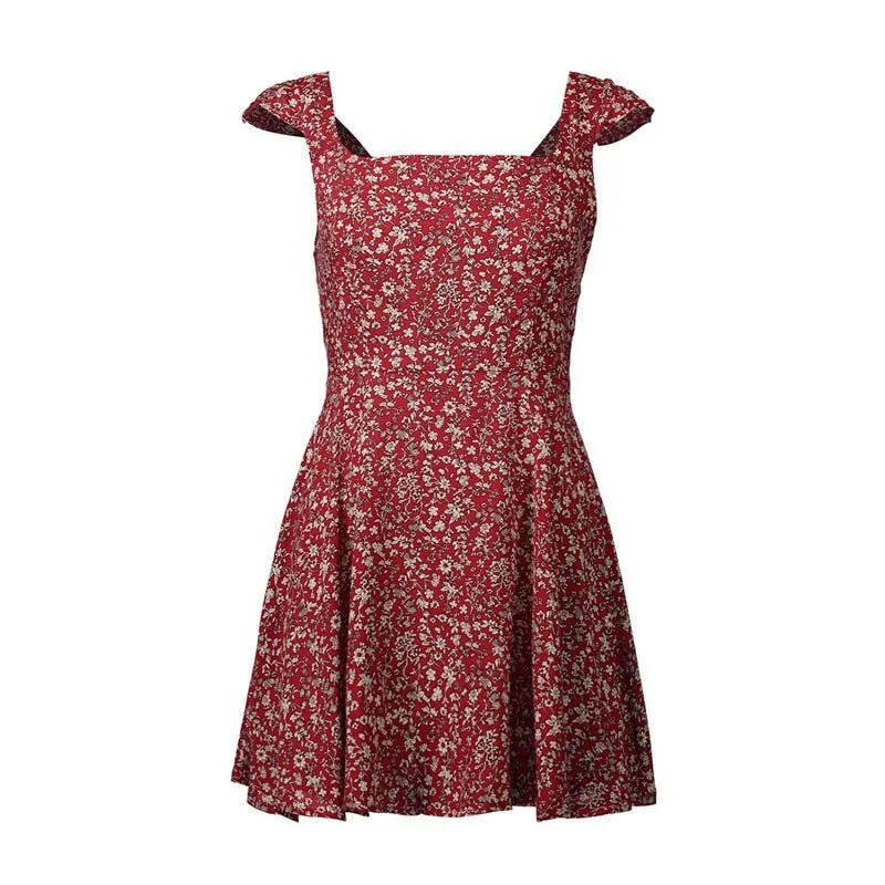 Women's Summer High Waist Floral Dress