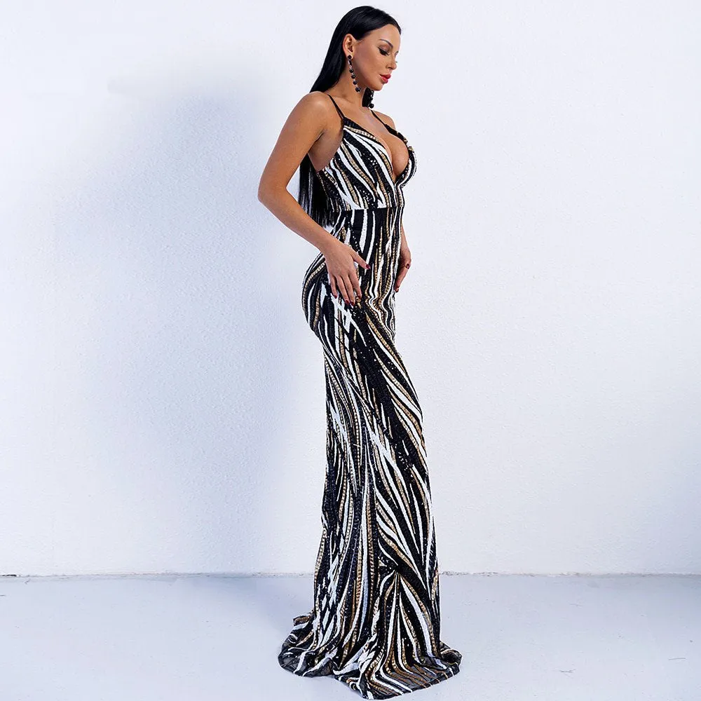 Women's Summer V-Neck Evening Maxi Dress