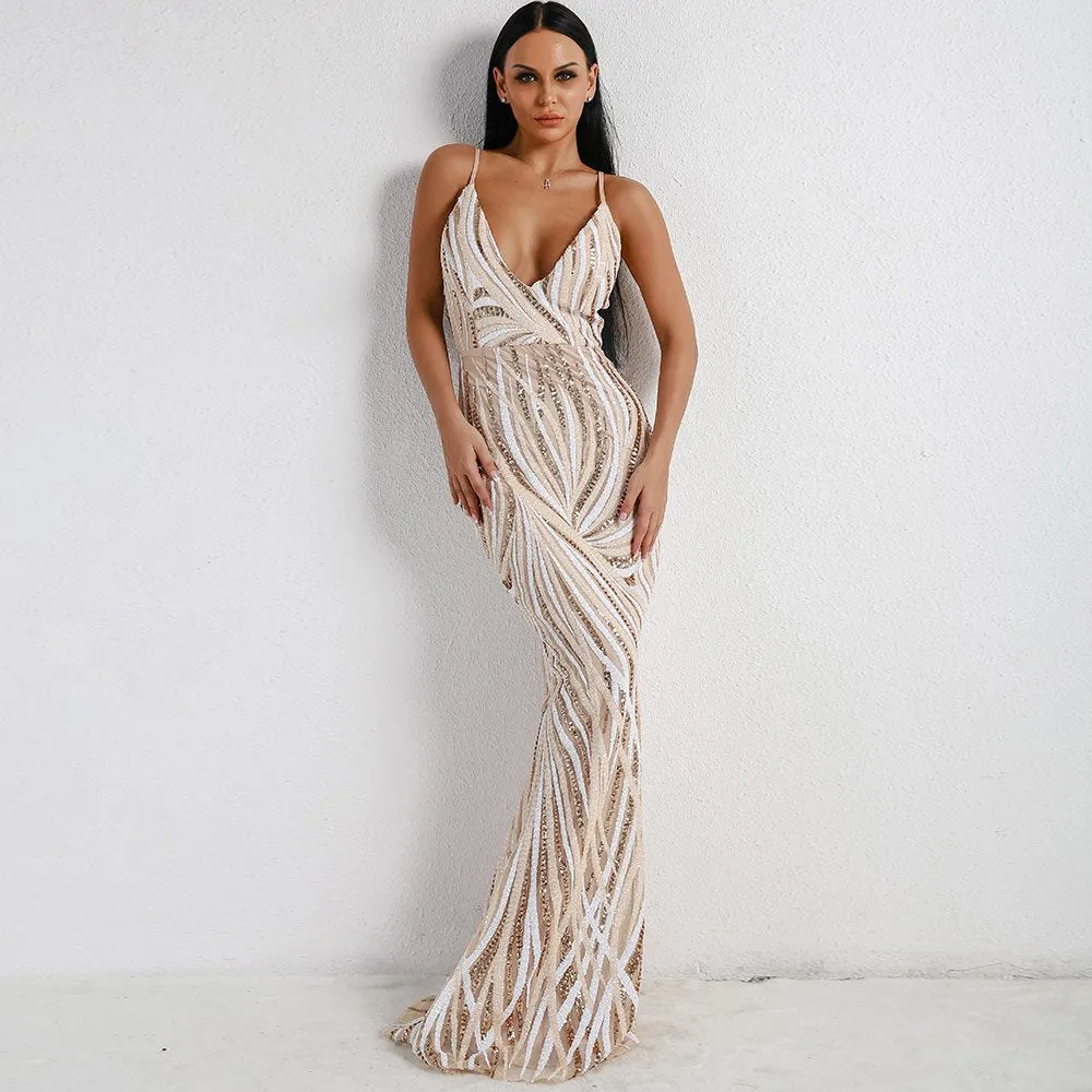 Women's Summer V-Neck Evening Maxi Dress