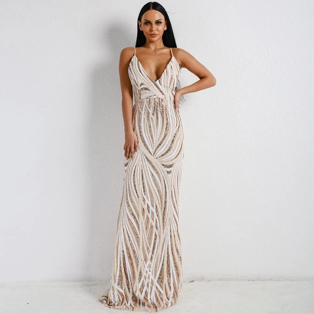 Women's Summer V-Neck Evening Maxi Dress