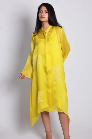 Yellow Asymmetrical Midi Dress